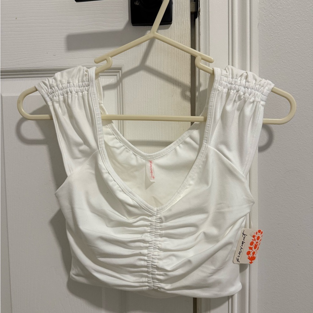FP Movement by Free People White Ruched Crop Top